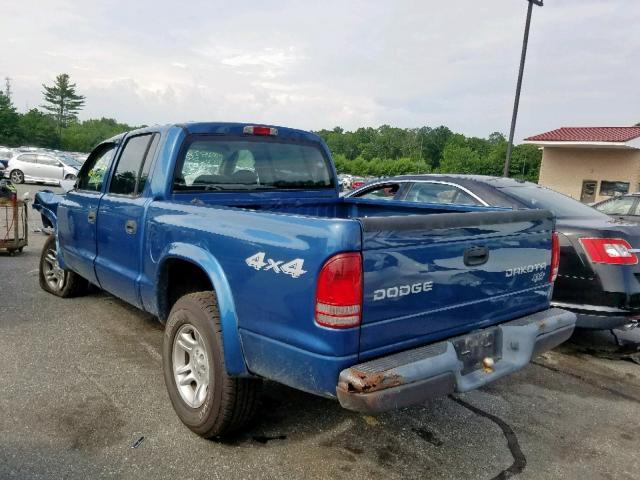 1D7HG38K34S522448 - 2004 DODGE DAKOTA QUA BLUE photo 3