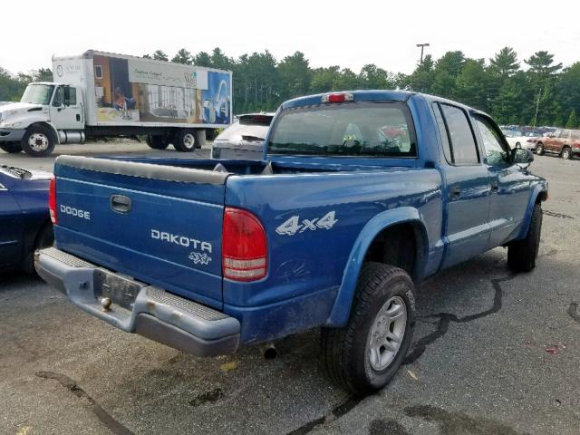 1D7HG38K34S522448 - 2004 DODGE DAKOTA QUA BLUE photo 4