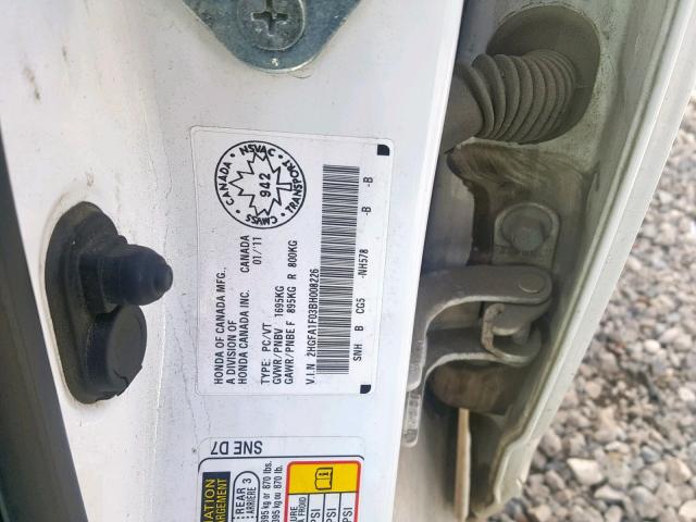 2HGFA1F03BH008226 - 2011 HONDA CIVIC EXL 白色 照片 10