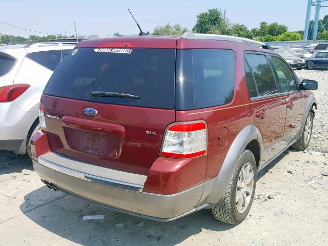 1FMDK02W28GA24487 - 2008 FORD TAURUS X S MAROON photo 4