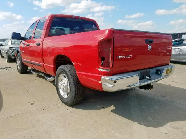 3D7KR28C35G851873 - 2005 DODGE RAM 2500 S RED photo 3