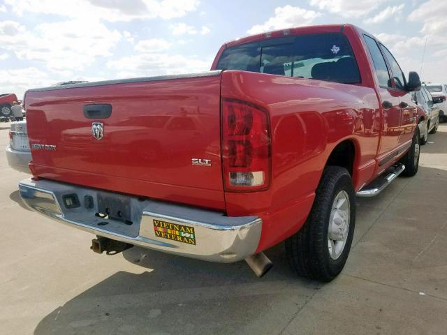 3D7KR28C35G851873 - 2005 DODGE RAM 2500 S RED photo 4