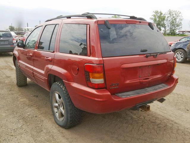 1J8GW68J02C258607 - 2002 JEEP GRAND CHER RED photo 3