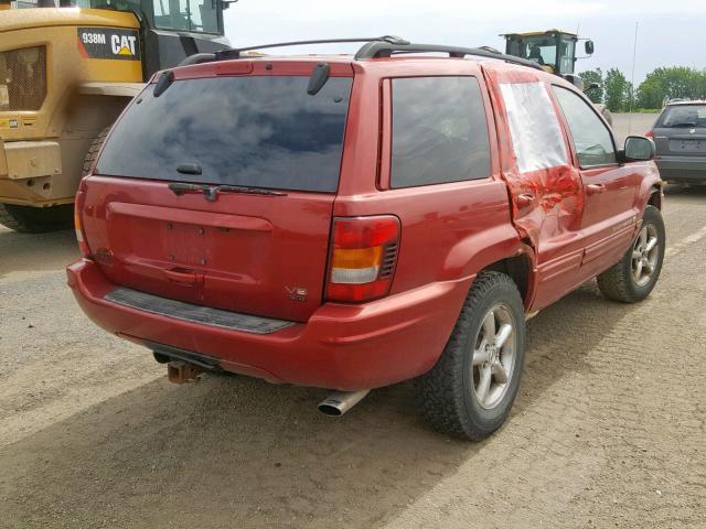 1J8GW68J02C258607 - 2002 JEEP GRAND CHER RED photo 4