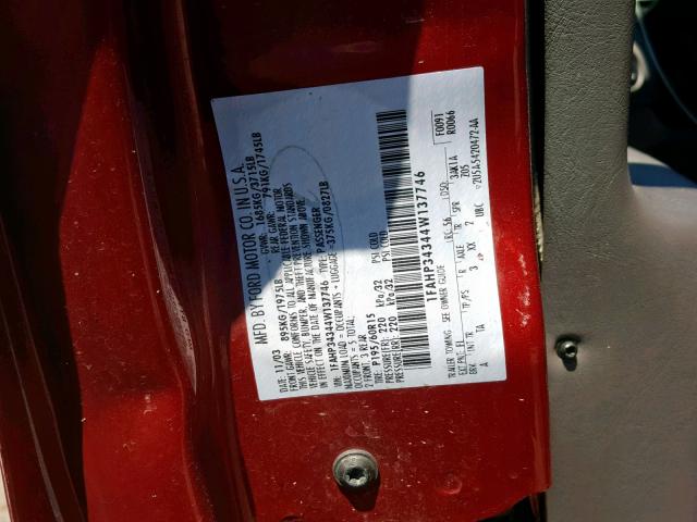 1FAHP34344W137746 - 2004 FORD FOCUS SE C RED photo 10