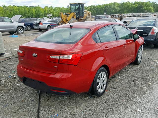 KNADM4A35F6460411 - 2015 KIA RIO LX RED photo 4