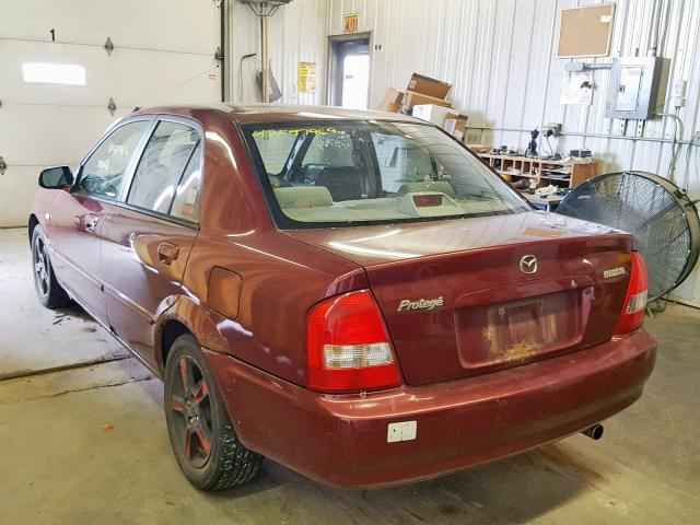 JM1BJ226730148699 - 2003 MAZDA PROTEGE DX MAROON photo 3