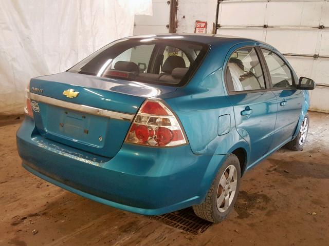 KL1TD56E89B348266 - 2009 CHEVROLET AVEO LS TURQUOISE photo 4