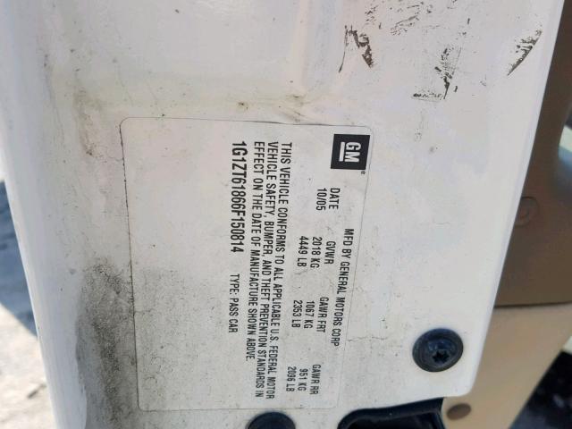 1G1ZT61866F150814 - 2006 CHEVROLET MALIBU MAX 白色 照片 10