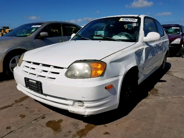 KMHCG35CX4U306873 - 2004 HYUNDAI ACCENT GL WHITE photo 2