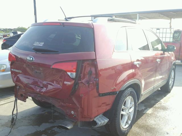 5XYKT4A6XEG443784 - 2014 KIA SORENTO LX RED photo 4