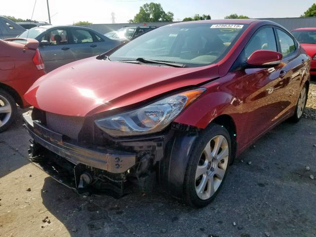 KMHDH4AE4DU563431 - 2013 HYUNDAI ELANTRA RED photo 2