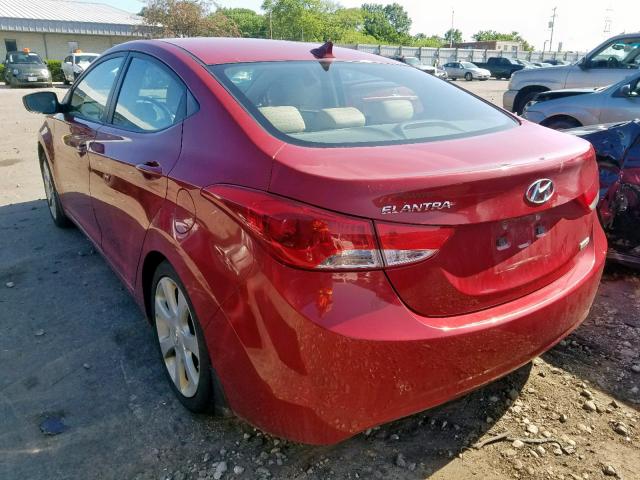 KMHDH4AE4DU563431 - 2013 HYUNDAI ELANTRA RED photo 3