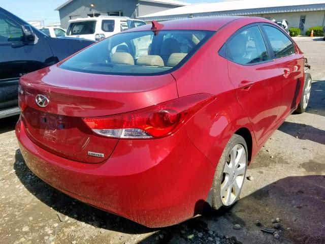 KMHDH4AE4DU563431 - 2013 HYUNDAI ELANTRA RED photo 4