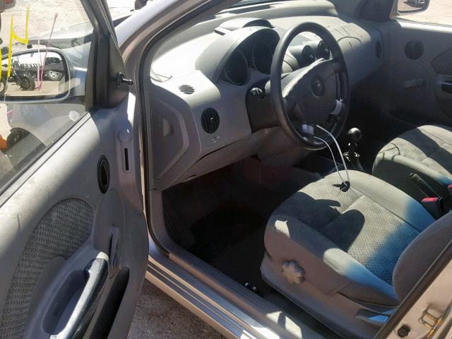KL1TD52615B450050 - 2005 CHEVROLET AVEO BASE ვერცხლისფერი ფოტო 9