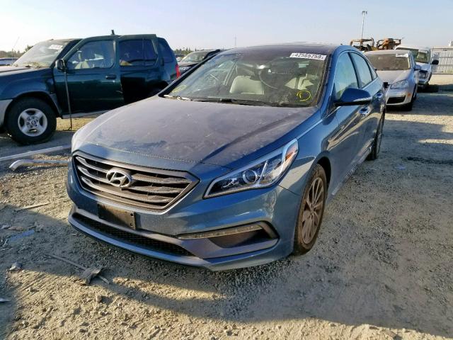 5NPE34AFXGH380016 - 2016 HYUNDAI SONATA SPO BLUE photo 2