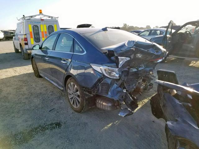 5NPE34AFXGH380016 - 2016 HYUNDAI SONATA SPO BLUE photo 3