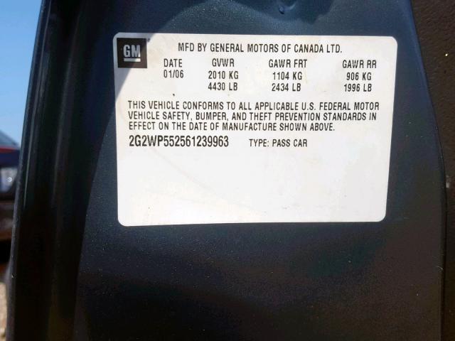 2G2WP552561239963 - 2006 PONTIAC GRAND PRIX BLUE photo 10