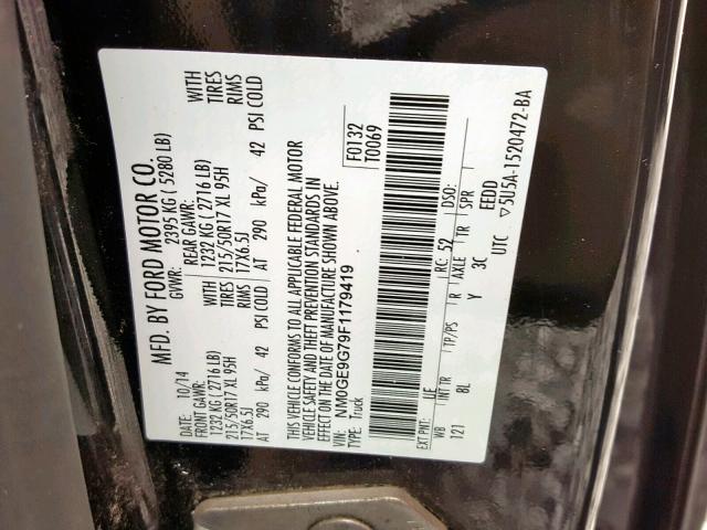 NM0GE9G79F1179419 - 2015 FORD TRANSIT CO BLACK photo 10