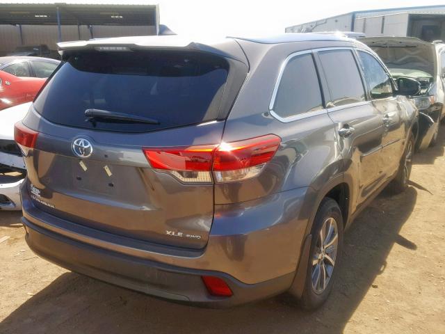 5TDJZRFH7KS923605 - 2019 TOYOTA HIGHLANDER GRAY photo 4