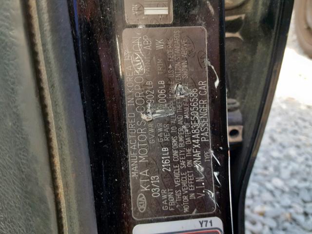 KNAFX4A83E5056586 - 2014 KIA FORTE EX BLACK photo 10