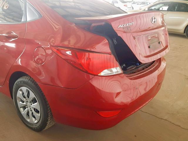 KMHCT4AE7GU067165 - 2016 HYUNDAI ACCENT SE RED photo 9