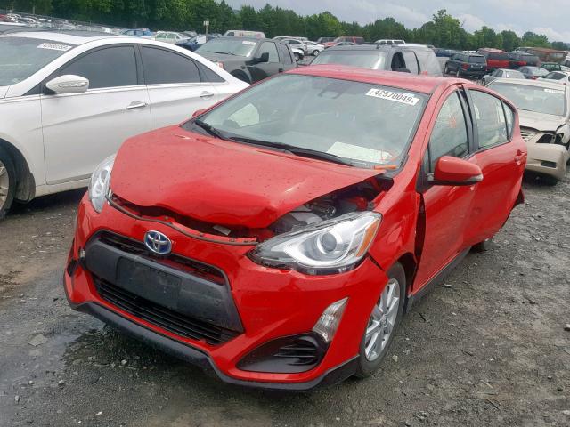 JTDKDTB38H1593764 - 2017 TOYOTA PRIUS C RED photo 2