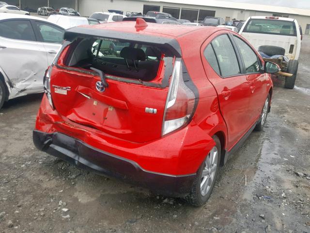 JTDKDTB38H1593764 - 2017 TOYOTA PRIUS C RED photo 4