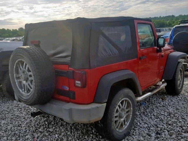 1J4FA24148L627374 - 2008 JEEP WRANGLER X RED photo 4