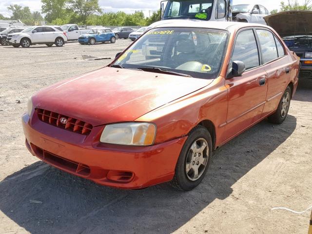 KMHCG45G7YU115961 - 2000 HYUNDAI ACCENT GL RED photo 2