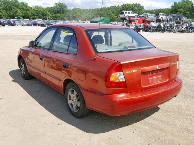 KMHCG45G7YU115961 - 2000 HYUNDAI ACCENT GL RED photo 3