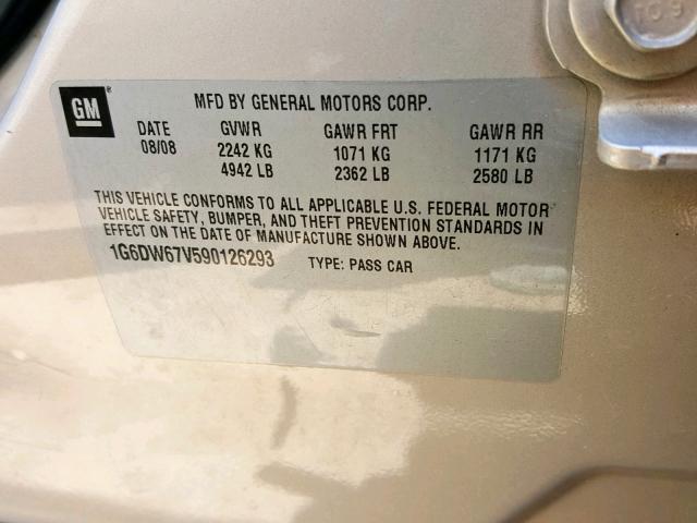 1G6DW67V590126293 - 2009 CADILLAC STS TAN photo 10