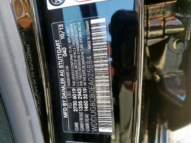 WDDUG8CB0EA025884 - 2014 MERCEDES-BENZ S 550 BLACK photo 10