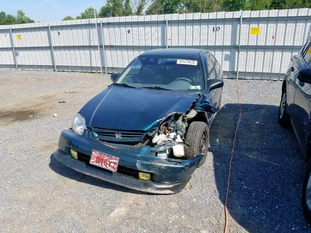 1HGEJ6226WL113786 - 1998 HONDA CIVIC DX GREEN photo 2