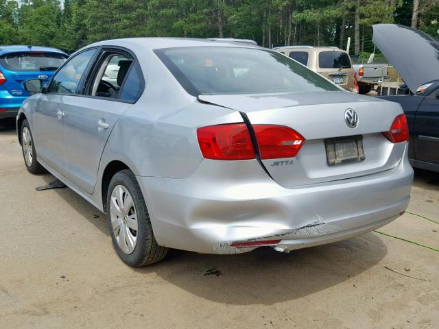 3VW1K7AJ4CM355234 - 2012 VOLKSWAGEN JETTA BASE SILVER photo 3