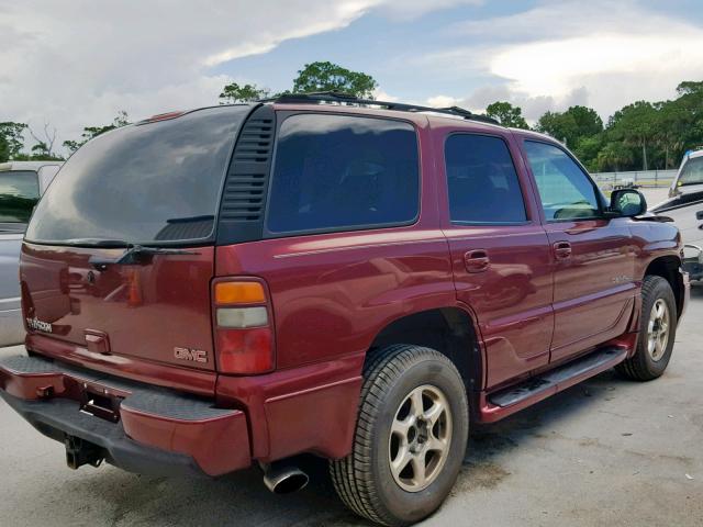 1GKEK63U22J279261 - 2002 GMC DENALI BURGUNDY photo 4