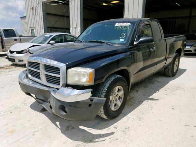 1D7HW42N45S287829 - 2005 DODGE DAKOTA SLT BLACK photo 2