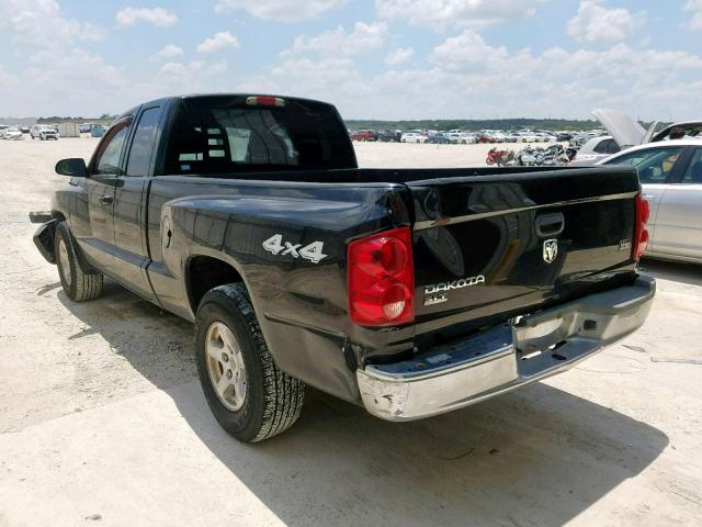 1D7HW42N45S287829 - 2005 DODGE DAKOTA SLT BLACK photo 3