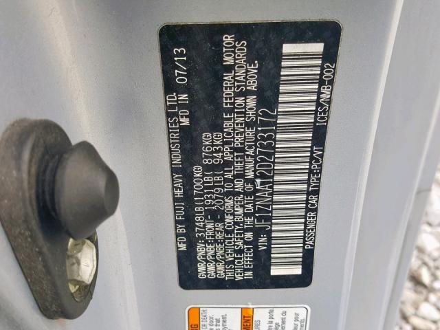 JF1ZNAA12D2733172 - 2013 TOYOTA SCION FR-S SILVER photo 10