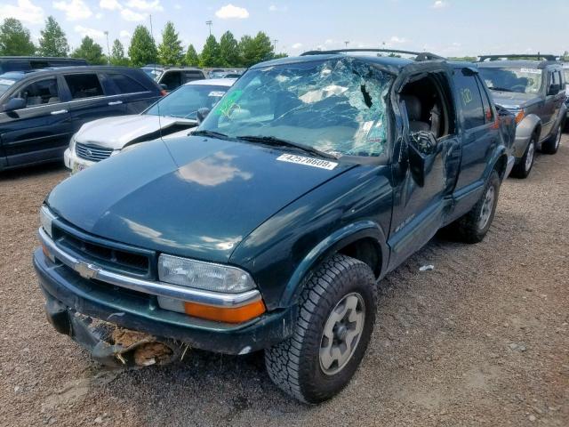 1GNDT13W92K180754 - 2002 CHEVROLET BLAZER GREEN photo 2