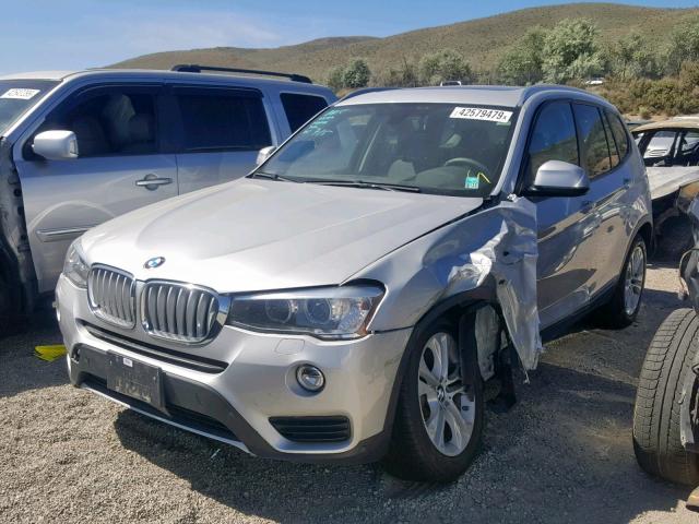 5UXWX7C54G0R17697 - 2016 BMW X3 XDRIVE3 SILVER photo 2