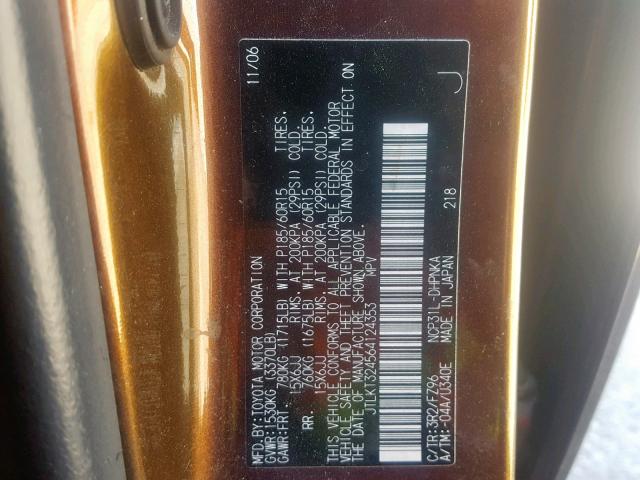 JTLKT324564124353 - 2006 TOYOTA SCION XB 金色 照片 10