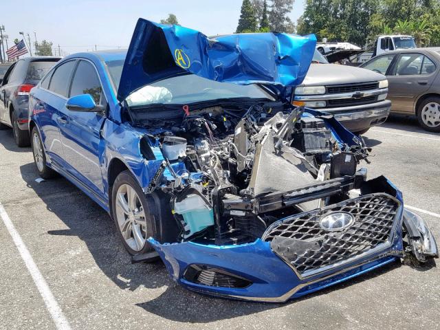 5NPE34AF4JH661025 - 2018 HYUNDAI SONATA SPO BLUE photo 1