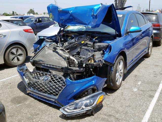 5NPE34AF4JH661025 - 2018 HYUNDAI SONATA SPO BLUE photo 2