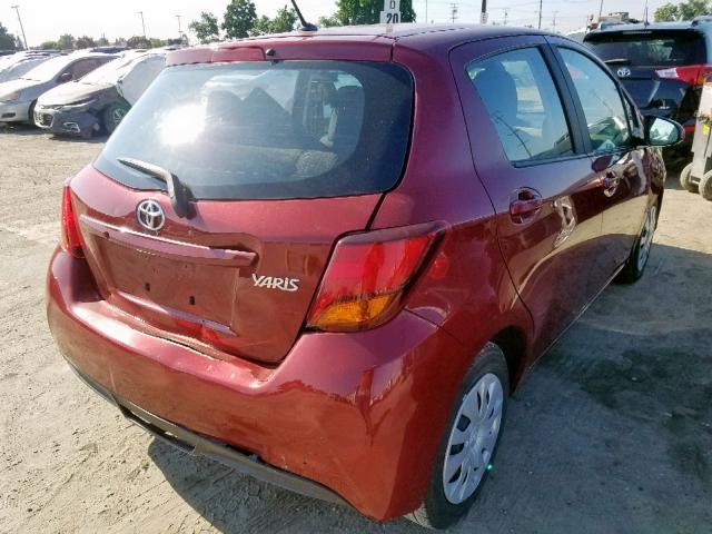 VNKKTUD37HA079241 - 2017 TOYOTA YARIS L BURGUNDY photo 4