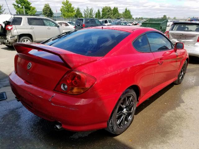 KMHHM65DX4U138788 - 2004 HYUNDAI TIBURON RED photo 4