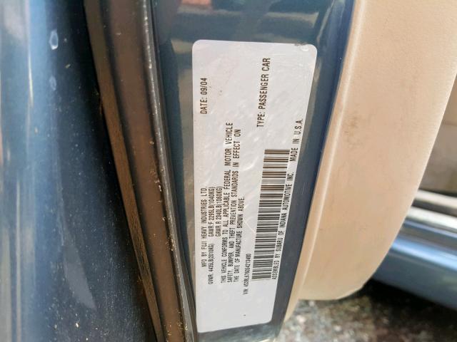 4S3BL676054213480 - 2005 SUBARU LEGACY GT BLUE photo 10