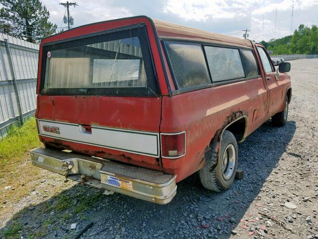 1GTDC14H2FJ502199 - 1985 GMC C1500 RED photo 4