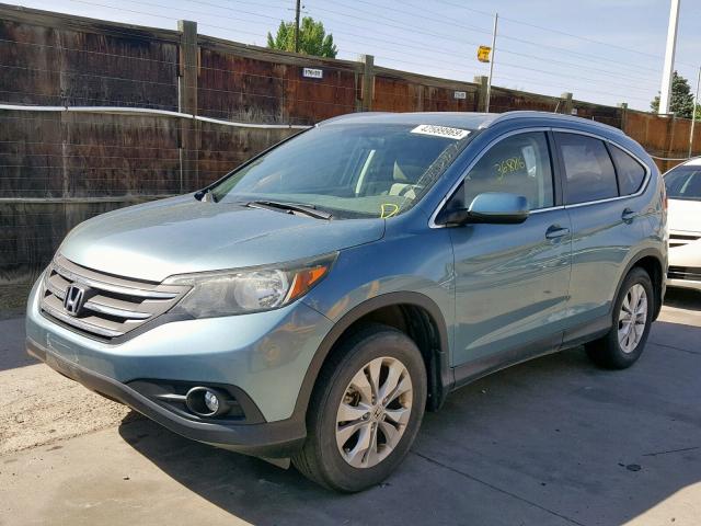 2HKRM4H76EH645766 - 2014 HONDA CR-V EXL BLUE photo 2