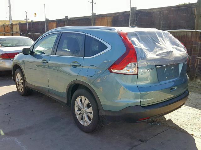 2HKRM4H76EH645766 - 2014 HONDA CR-V EXL BLUE photo 3